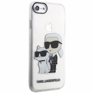 Karl Lagerfeld KLHCI8HNKCTGT läpinäkyvä kova suojakuori iPhone 7/8/ SE 2020 / SE 2022 Glitter Karl&Choupette