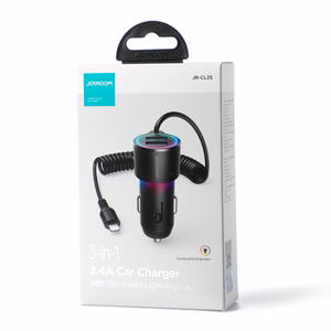 Joyroom JR-CL25 autolaturi 2x USB + Lightning kaapeli (musta)