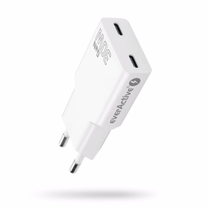 Laturi 2 x USB-C Quick Charge 4+ 30 W SUPER SLIM, valkoinen