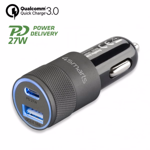 Autolaturi Rapid+ 27W Quick Chargella, harmaa / musta