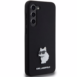 Karl Lagerfeld Silikoninen Choupette Metal Pin Suojakuori Samsung Galaxy S23+:lle - musta