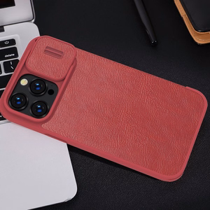 Kotelo Nillkin Qin Pro Nahka Apple iPhone 14 Pro Max ruskea