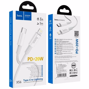 Hoco USB-C - Lightning -kaapeli PD 3A 20W 1 m X56 - valkoinen