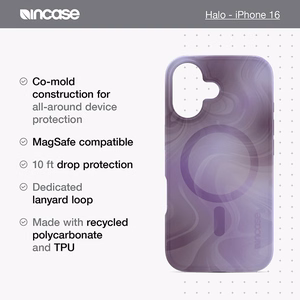 Incase Halo Case -suojakuori MagSafe-tuella iPhone 16:lle, Oil Slick Lilac