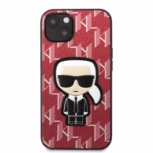 Karl Lagerfeld KLHCP13SPMNIKPI iPhone 13 mini 5.4 kovakuori punainen/punainen Monogram Ikonik Patch