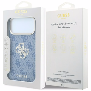 Guess 4G & Big Strass Logo -suojakuori iPhone 18 Pro / 17 Pro -malleille, sininen