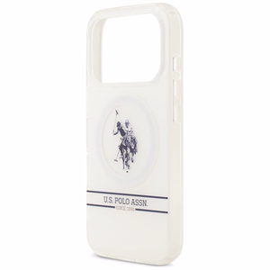 US Polo DH and Bottom Stripe Logo MagSafe Suojakuori iPhone 17 Pro:lle - Valkoinen