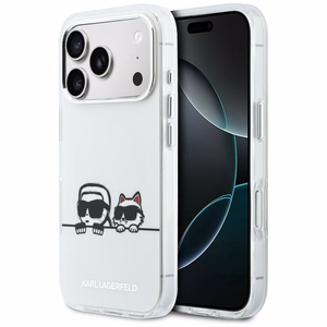 Karl Lagerfeld IML Karl & Choupette Peekaboo Logo MagSafe Suojakuori iPhone 17 Pro Maxille - Valkoinen