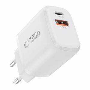 Tech-Protect NCA45W-GAN 2-Port USB-C / USB-A 45W Wall Charger - White