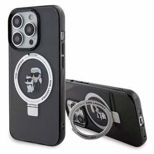 Karl Lagerfeld KLHMP15XHMRSKCK iPhone 15 Pro Max 6.7 musta/musta kovakuori Ring Stand Karl&Choupette MagSafe