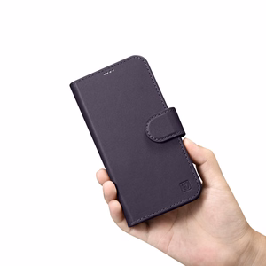 iCarer lompakko asia 2in1 kansi iPhone 14 Pro Anti-RFID nahka Flip Case tumman violetti (WMI14220726-DP)