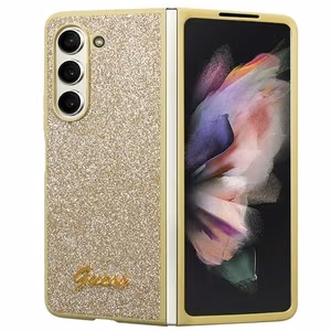 Guess Glitter Script Suojakuori Samsung Galaxy Z Fold 5:lle - kultainen