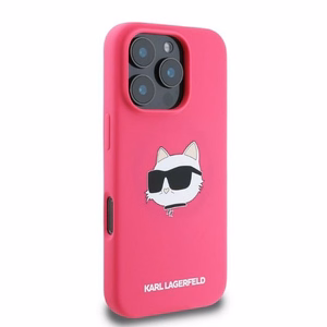 KARL LAGERFELD Silikoninen Choupette Head Print MagSafe Suojakuori KLHMP16XSCHPPLF iPhone 16 Pro Max:lle - Fuksia