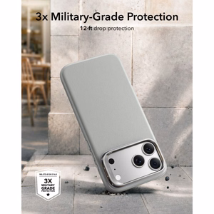 ESR Leather -suojakuori laitteelle iPhone 18 Pro Max / 17 Pro Max, tuella, MagSafe-yhteensopiva – harmaa