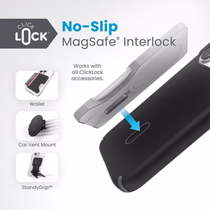 Speck Presidio2 Pro ClickLock MagSafe-suojakuori iPhone 15 Pro -puhelimelle, musta/liuskeenharmaa