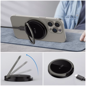 Tech-Protect QI15W-A33 Inductive Charger with MagSafe and Stand with USB-A / USB-C Cable - Black