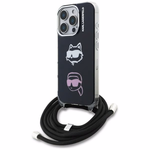 Karl Lagerfeld IML Crossbody Karl&Choupette Head Suojakuori iPhone 16 Pro Max:lle - Musta