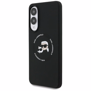 Karl Lagerfeld Silicone nauble Heads And Circle MagSafe case for Samsung Galaxy S25 Edge - black