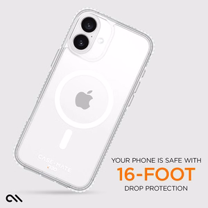 Case-Mate Tough D3O läpinäkyvä suojakuori MagSafe-tuella iPhone 16 Plus -puhelimelle
