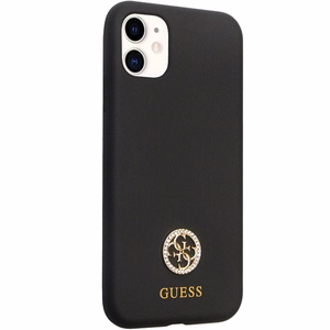 Guess GUHCN614DGPK Suojakuori iPhone 11 / Xr:lle - musta Silikoninen Logo Strass 4G