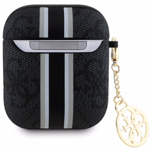 Guess GUA2P4RPSK AirPods 1/2 kotelo musta/musta 4G Printed Stripes Charm