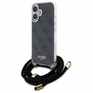Guess Crossbody Cord 4G Print suojakuori iPhone 16:lle - musta