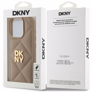 DKNY Quilted Stack Logo Suojakuori iPhone 15 Pro Max:lle - beige