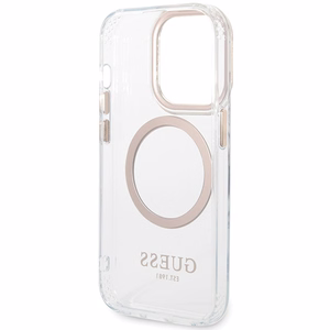 Guess Metal Outline MagSafe Suojakuori iPhone 15 Pro:lle - kultainen