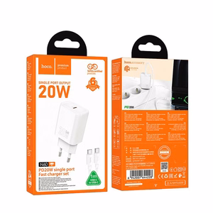 Phone charger Hoco USB C QC PD 20W + cable USB C to Lightning N60 white