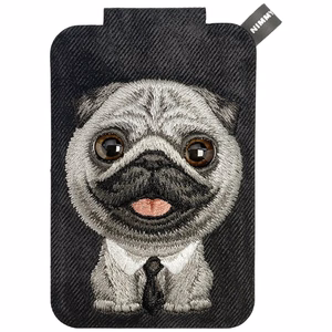 Nimmy New Big-Eye Cute Pets 2.0 Dog MagSafe-magneettikorttikotelo puhelimelle jalustalla – musta