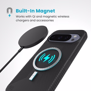 Speck Presidio2 Grip Magnet suojakuori Google Pixel 10 Pro XL -laitteelle, Black / Slate Grey -värinen