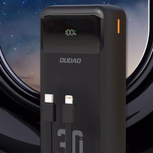 Dudao K15MAX 30000mAh PD 22.5W Powerbank sisäänrakennetuilla kaapeleilla - musta