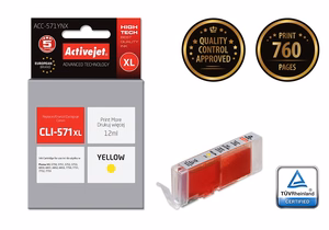 Activejet ACC-571YNX – keltainen mustekasetti, korvaa tuotteen Canon CLI-571XL Y, 12 ml, Supreme