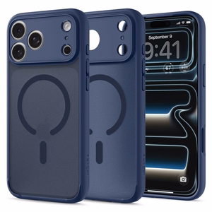 Spigen Ultra Hybrid MagSafe -suojakuori iPhone 18 Pro / 17 Pro -malleille, tummansininen