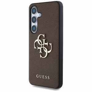 GUESS HC PU Grained Big 4G and Classic Logo Suojakuori Samsung Galaxy S25 Plus Ruskea