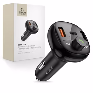 Tech-Protect CC06 PD72W 3-porttinen autolaturi FM-lähettimellä, musta