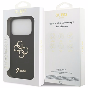 Guess Silikoninen Big 4G Script Suojakuori iPhone 17 Pro:lle - Musta