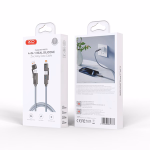 XO kaapeli NB275 4in1 USB-C - Lightning + USB - USB-C 60W 1,0m harmaa