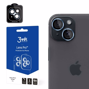 3mk Lens Protection Pro kameran suojalasi sinisellä kehyksellä iPhone 15 Plus:lle