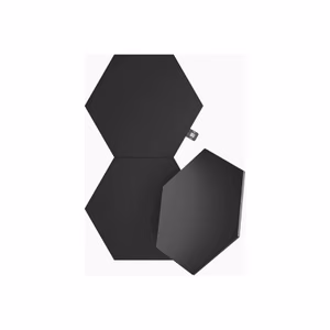 Nanoleaf Shapes Black Hexagons – 42 W:n Wi-Fi-laajennuspakkaus, jossa 3 mustaa paneelia