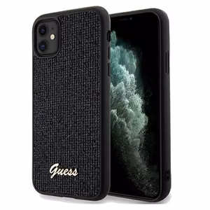 Guess Disco Metal Script -suojakuori iPhone 11 / Xr:lle - musta