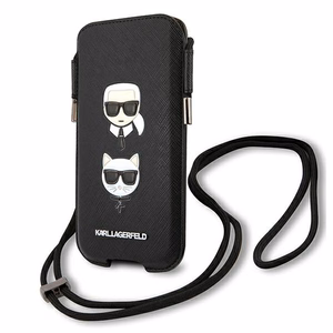 Karl Lagerfeld Saffiano Ikonik Karl&Choupette Head 6.7'' laukku - musta