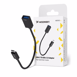 Wozinsky WOTGY1S USB-C 3.0 (uros) - USB-A 3.0 (naaras) OTG Sovitin - musta
