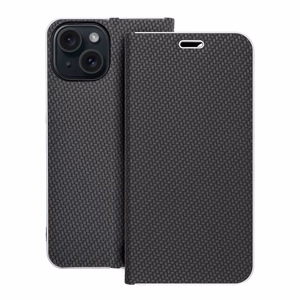 Läppäsuojakuori iPhone 15:lle Luna Book Carbon musta