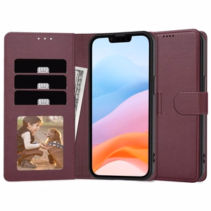 Fancy Wallet -lompakkokotelo Samsung S741 S26 FE -puhelimelle, viininpunainen