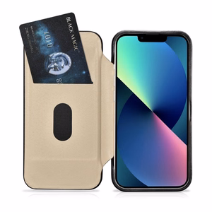 iCarer CE Öljyvaha Premium Nahka Folio Case Nahkakotelo iPhone 14 Plus Magneettinen Flip MagSafe Musta (AKI14220707-BK)
