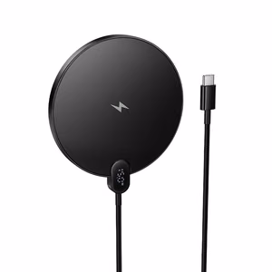 Langaton laturi Hoco 15W USB-C-kaapelilla ja digitaalinäytöllä CW62 - musta