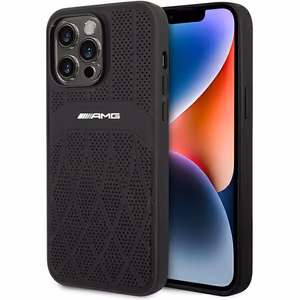 AMG AMHMP14XOSDBK iPhone 14 Pro Max 6.7 musta/musta kovakuori nahkainen Curved Lines MagSafe