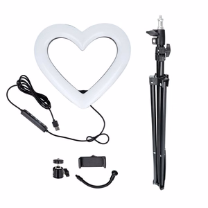 LED-rengasvalo Stream RGB lamppu 10" puhelintelineellä HEART + jalusta JM26-10 musta