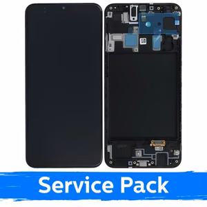 LCD-näyttö yhteensopiva Samsung A205 A20 / M107 M10s musta kehyksellä (Service Pack)